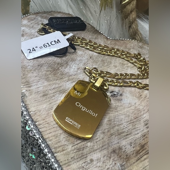 NWT Men's Stainless Steel Puerto Rico Flag Gold Necklace Size 24” =61CM - Picture 7 of 8